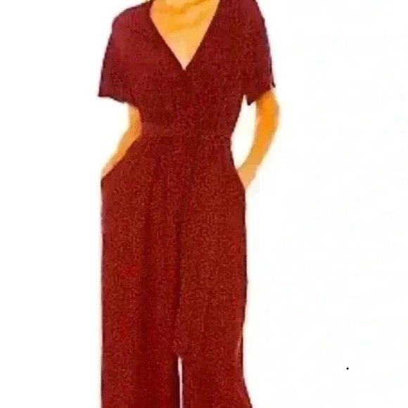 Rails Burgundy V-Neck jumpsuit - Picture 2 of 6